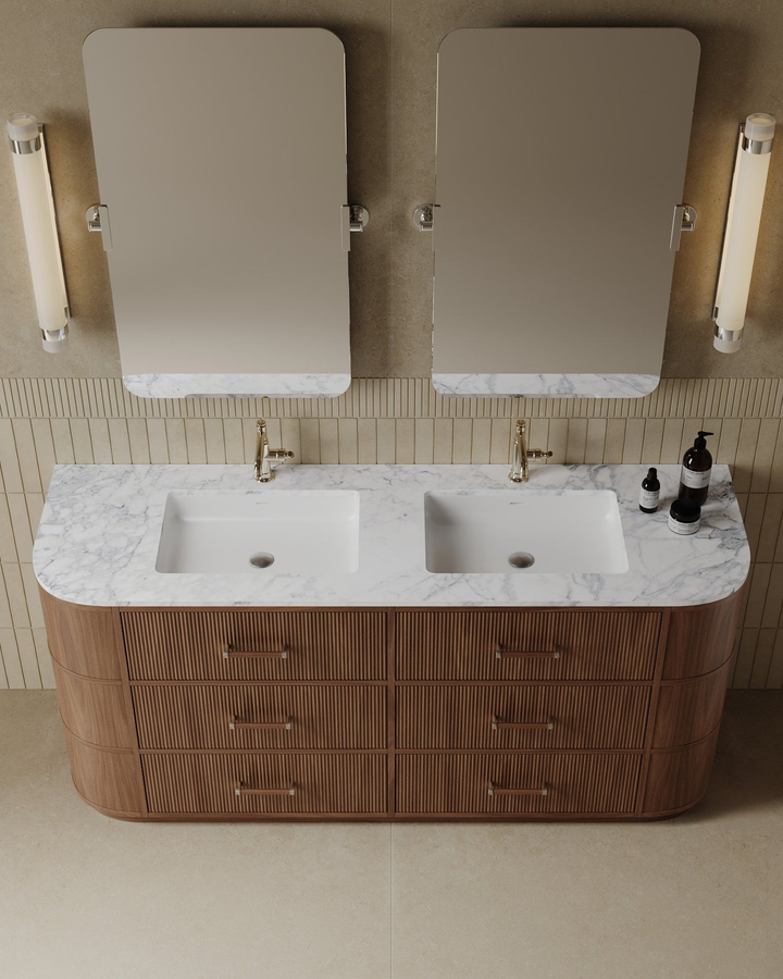 Walnut 72” Single Sink Solid Wood Freestanding Bathroom Vanity