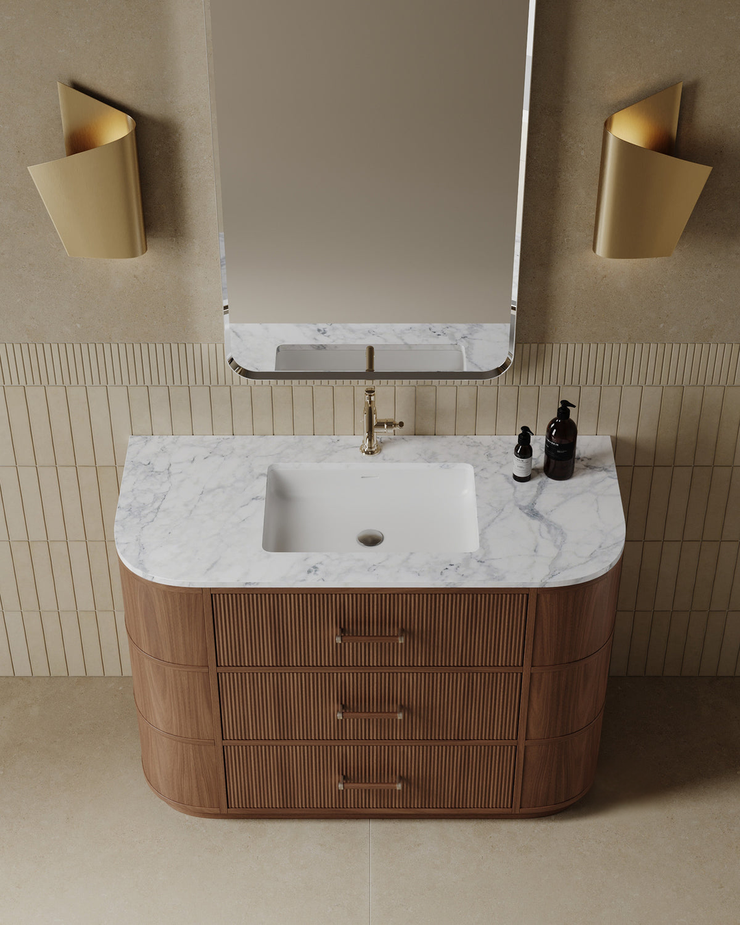 Walnut 42” Single Sink Solid Wood Freestanding Bathroom Vanity