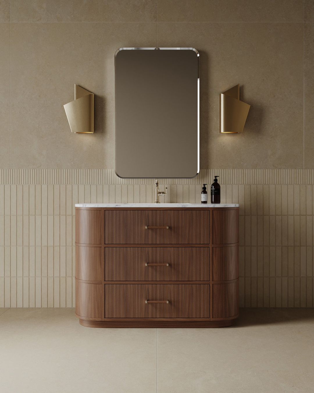 Walnut 72” Single Sink Solid Wood Freestanding Bathroom Vanity
