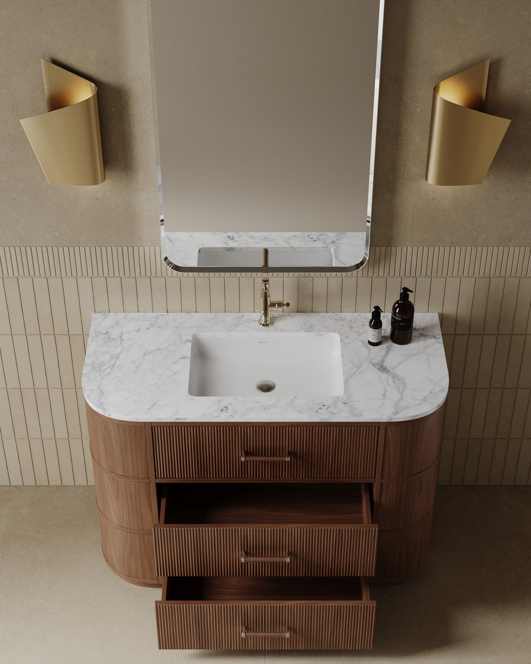 Walnut 42” Single Sink Solid Wood Freestanding Bathroom Vanity