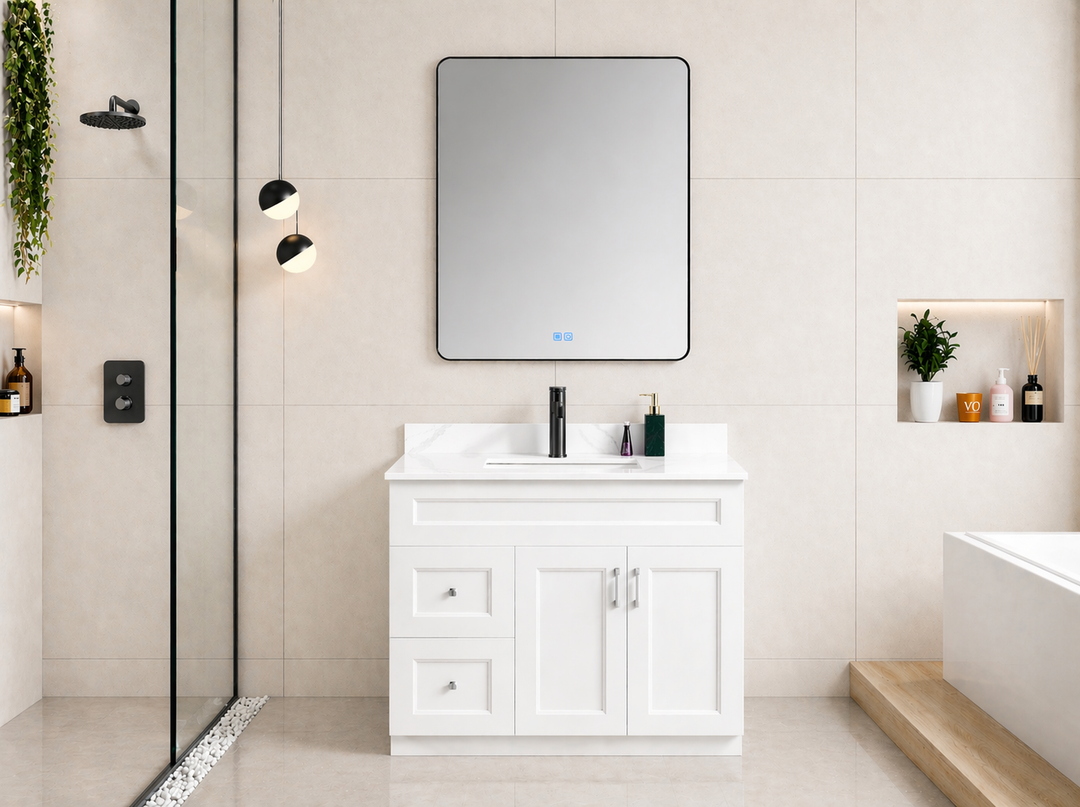 Harmony 42” Single Sink Solid Wood (Drawers Left) Freestanding Bathroom Vanity