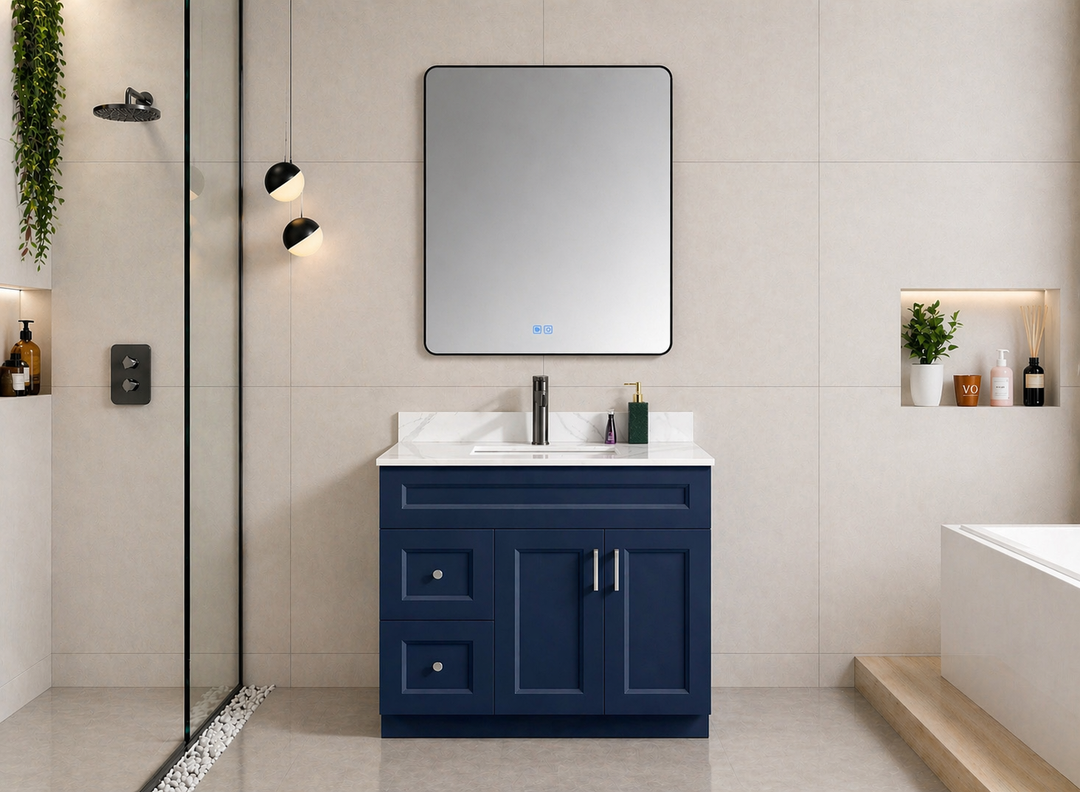 Harmony 42” Single Sink Solid Wood (Drawers Left) Freestanding Bathroom Vanity