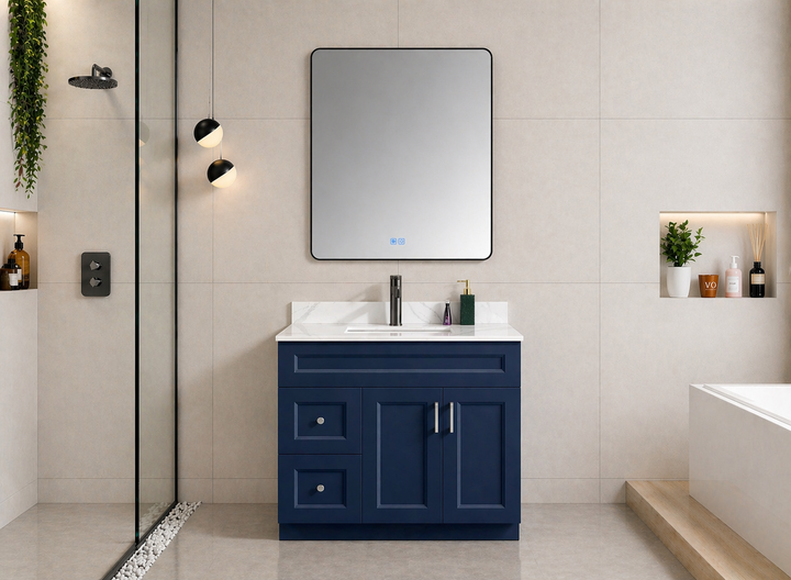 Harmony 42” Single Sink Solid Wood (Drawers Left) Freestanding Bathroom Vanity