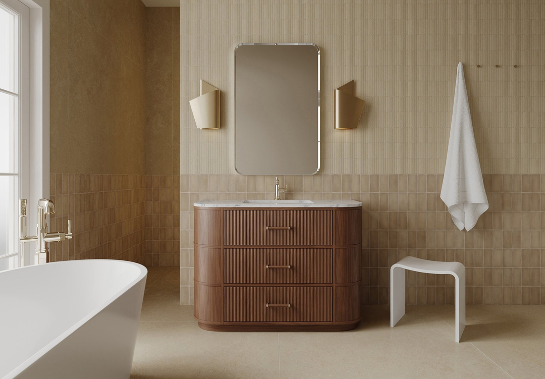 Walnut 42” Single Sink Solid Wood Freestanding Bathroom Vanity
