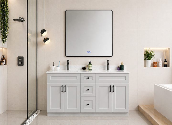 Harmony 60” Double Sink Solid Wood Freestanding Bathroom Vanity