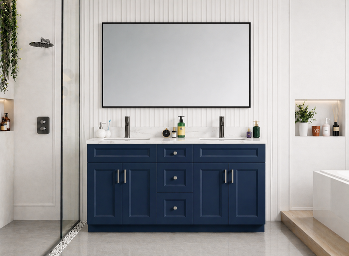 Harmony 60” Double Sink Solid Wood Freestanding Bathroom Vanity