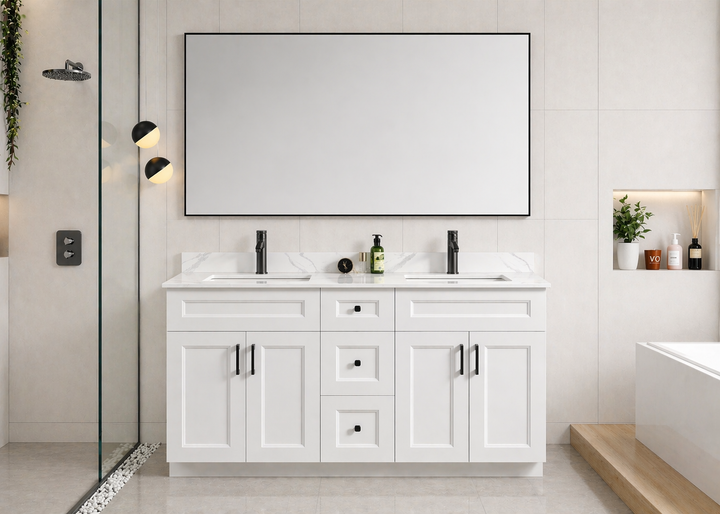 Harmony 60” Double Sink Solid Wood Freestanding Bathroom Vanity