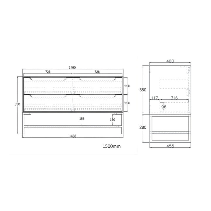 BYRON Wall Hung Vanity Sable Walnut (All Sizes)