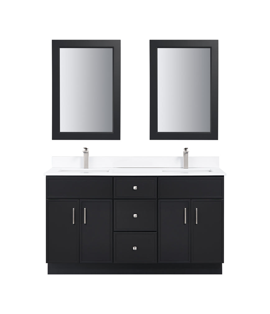 60" Solid Wood Freestanding Double Sink Bathroom Vanity