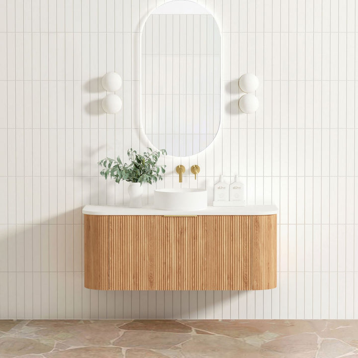 BURLEIGH Wall Hung Curve Vanity Woodland Oak (All Sizes)