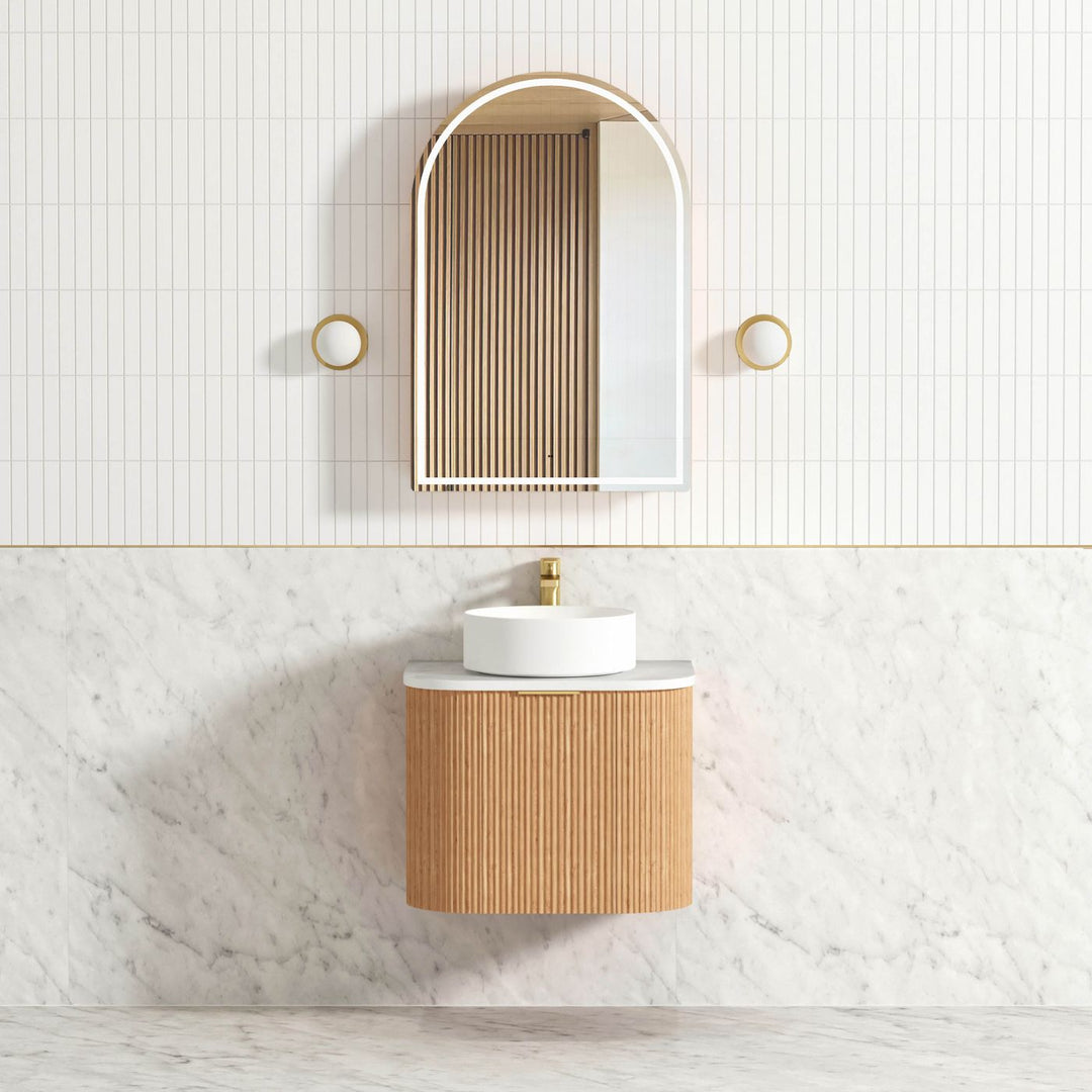 BURLEIGH Wall Hung Curve Vanity Woodland Oak (All Sizes)