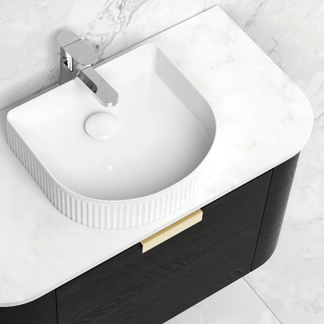 COOGEE Wall Hung Curved Vanity Black Oak (All Sizes)