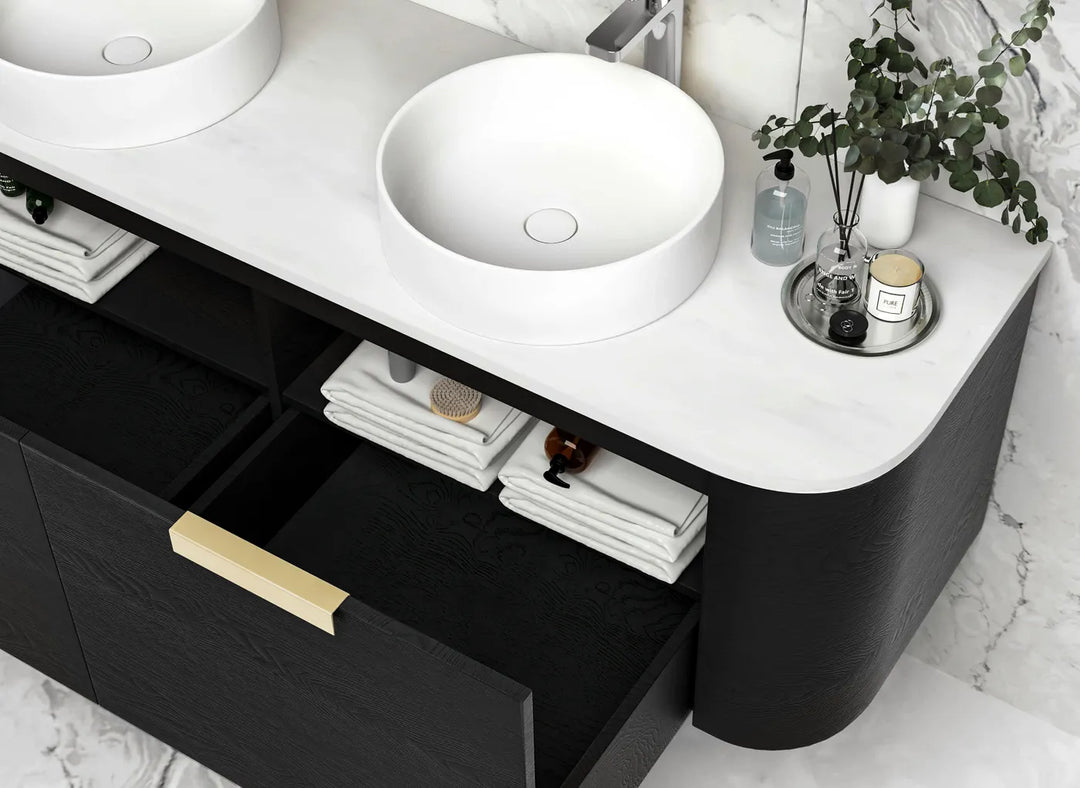 COOGEE Wall Hung Curved Vanity Black Oak (All Sizes)