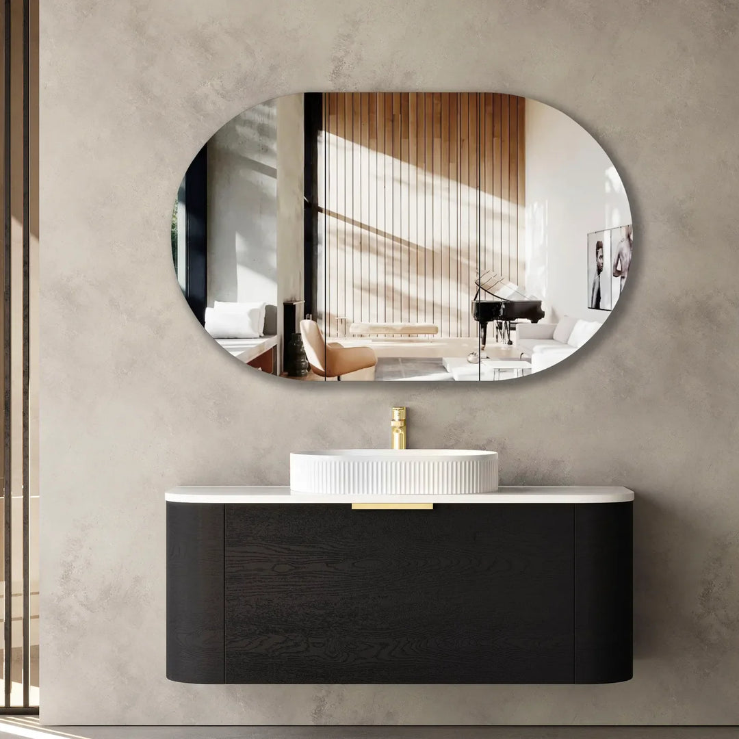 COOGEE Wall Hung Curved Vanity Black Oak (All Sizes)