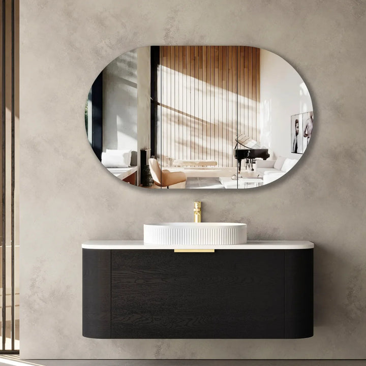 COOGEE Wall Hung Curved Vanity Black Oak (All Sizes)