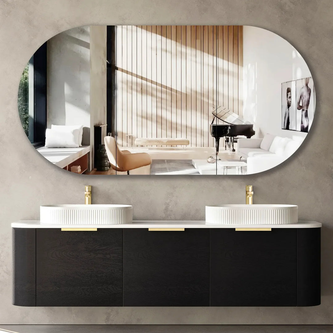 COOGEE Wall Hung Curved Vanity Black Oak (All Sizes)