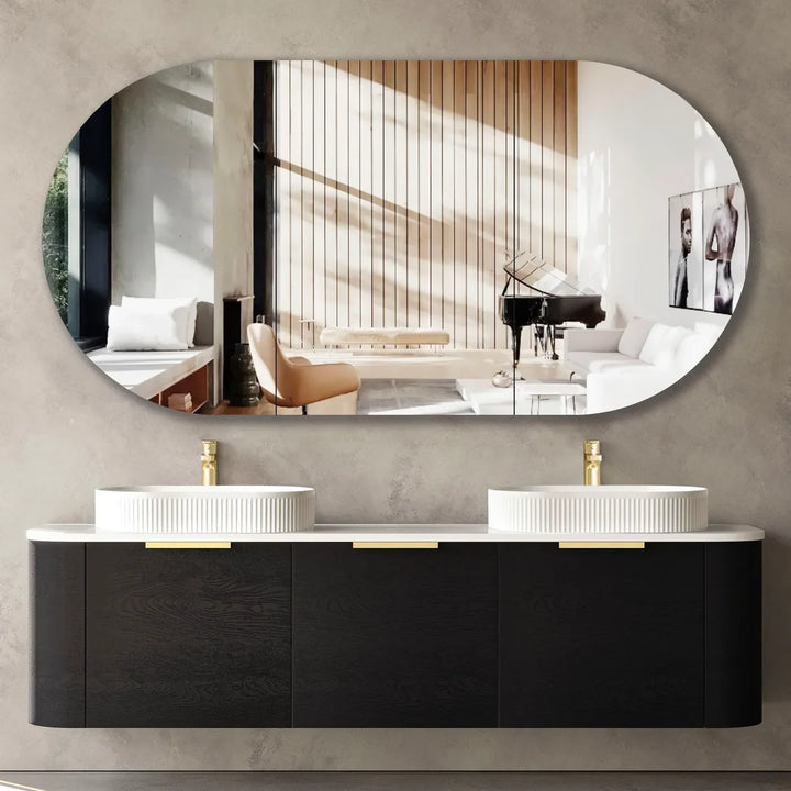 COOGEE Wall Hung Curved Vanity Black Oak (All Sizes)