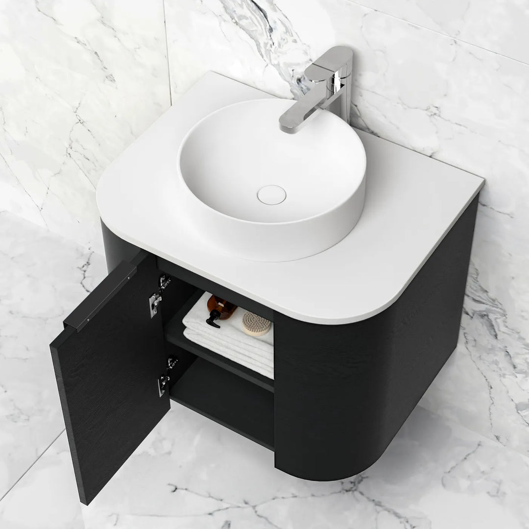 COOGEE Wall Hung Curved Vanity Black Oak (All Sizes)