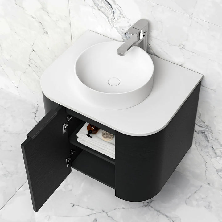 COOGEE Wall Hung Curved Vanity Black Oak (All Sizes)
