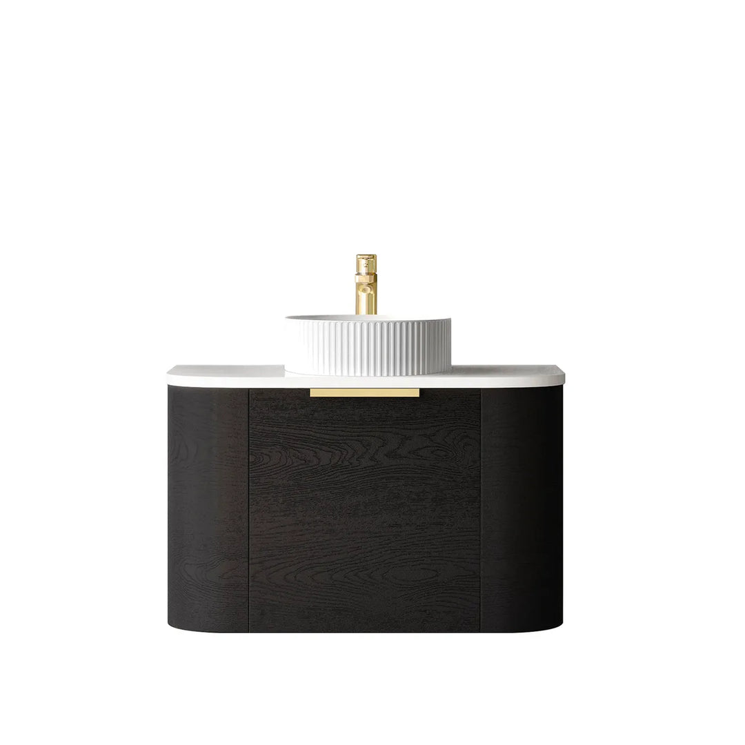 COOGEE Wall Hung Curved Vanity Black Oak (All Sizes)