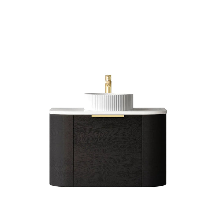 COOGEE Wall Hung Curved Vanity Black Oak (All Sizes)