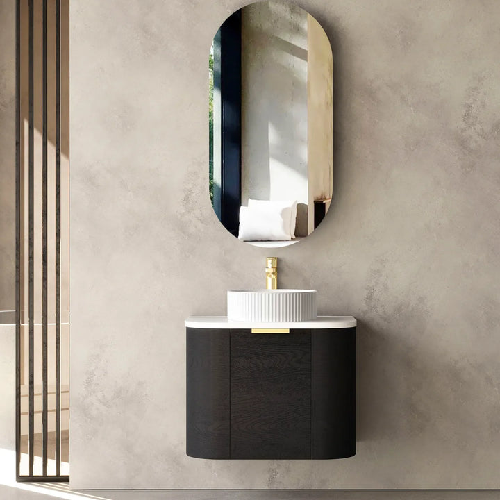 COOGEE Wall Hung Curved Vanity Black Oak (All Sizes)