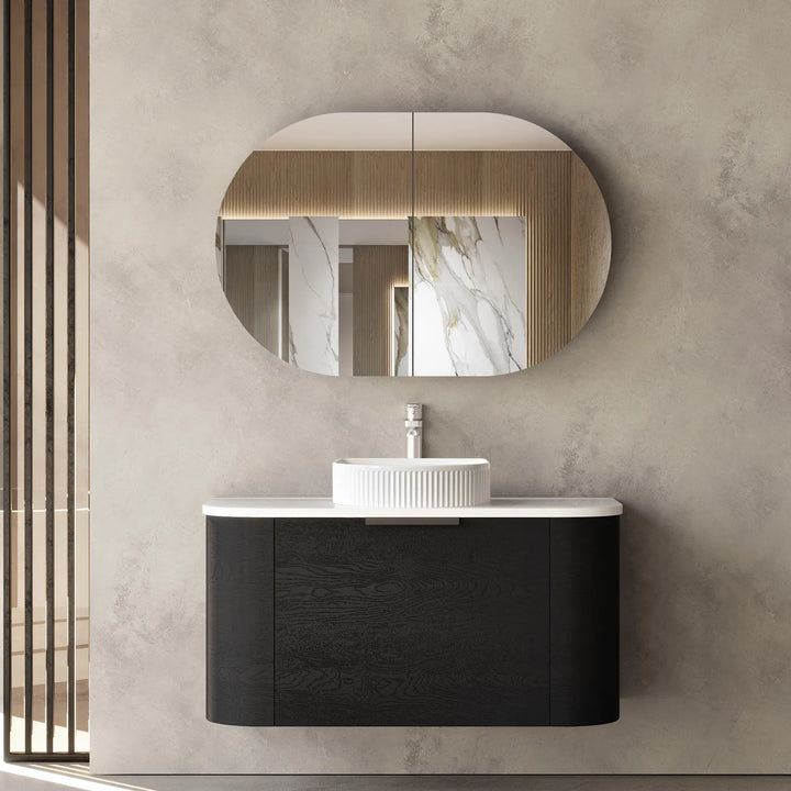 COOGEE Wall Hung Curved Vanity Black Oak (All Sizes)