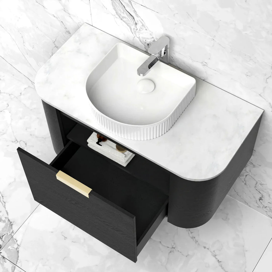 COOGEE Wall Hung Curved Vanity Black Oak (All Sizes)
