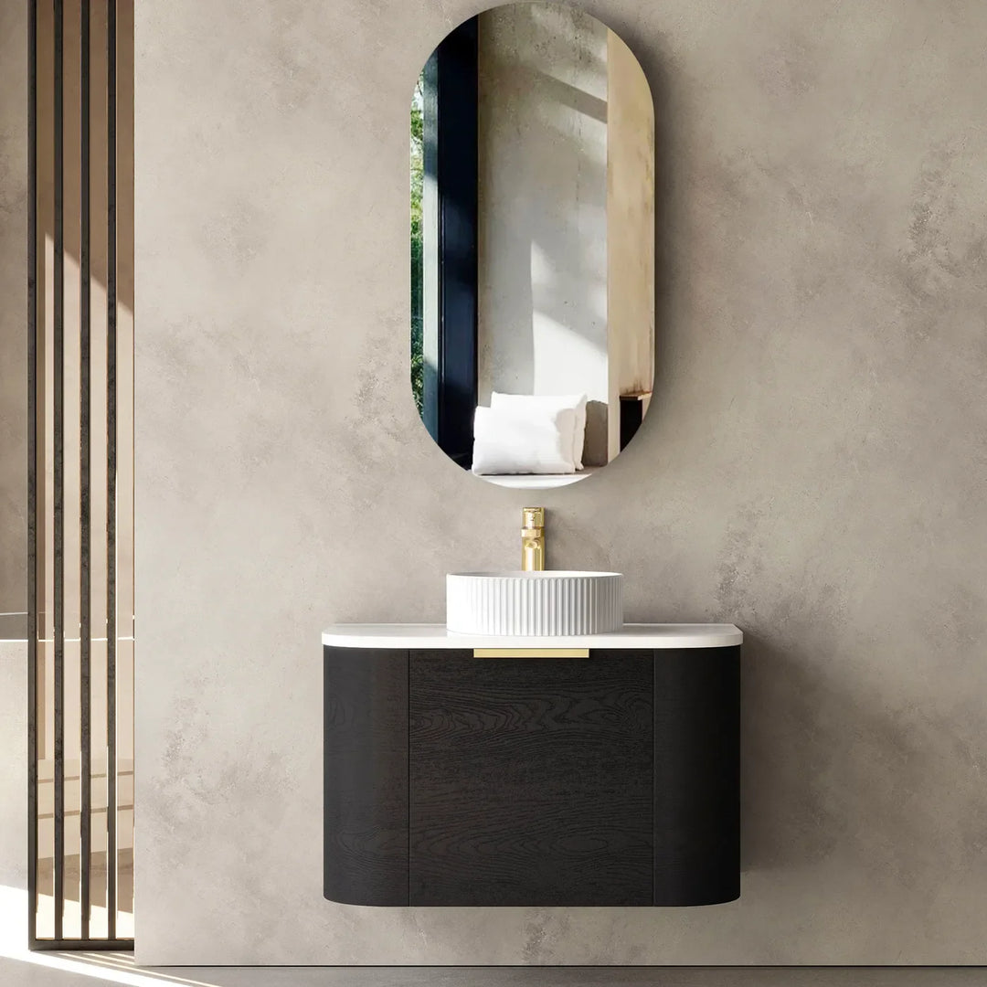 COOGEE Wall Hung Curved Vanity Black Oak (All Sizes)