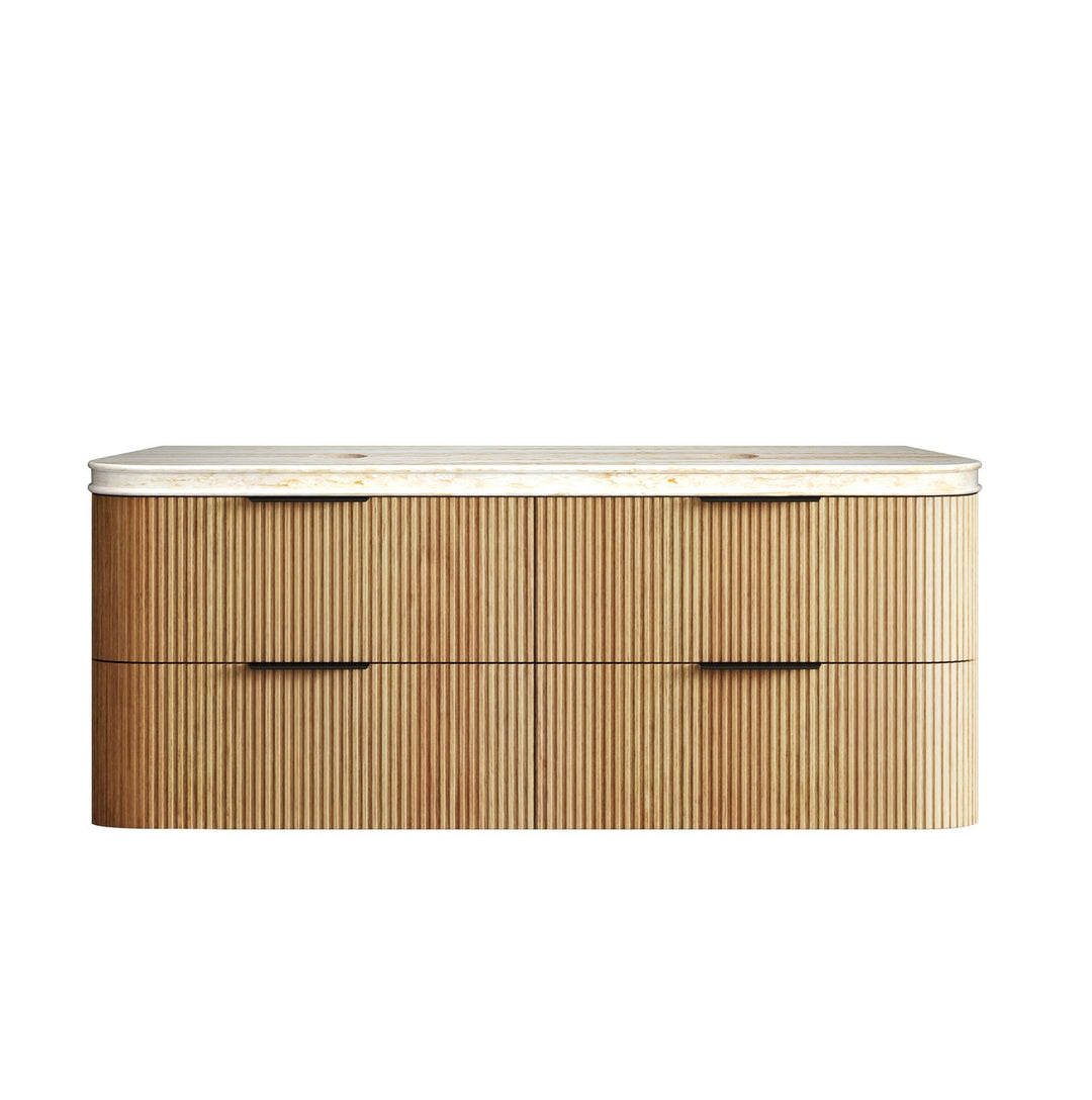 HAVANA Fluted Curved Wall Hung Vanity Woodland Oak (All Sizes)