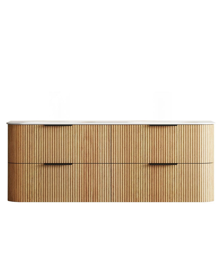 HAVANA Fluted Curved Wall Hung Vanity Woodland Oak (All Sizes)