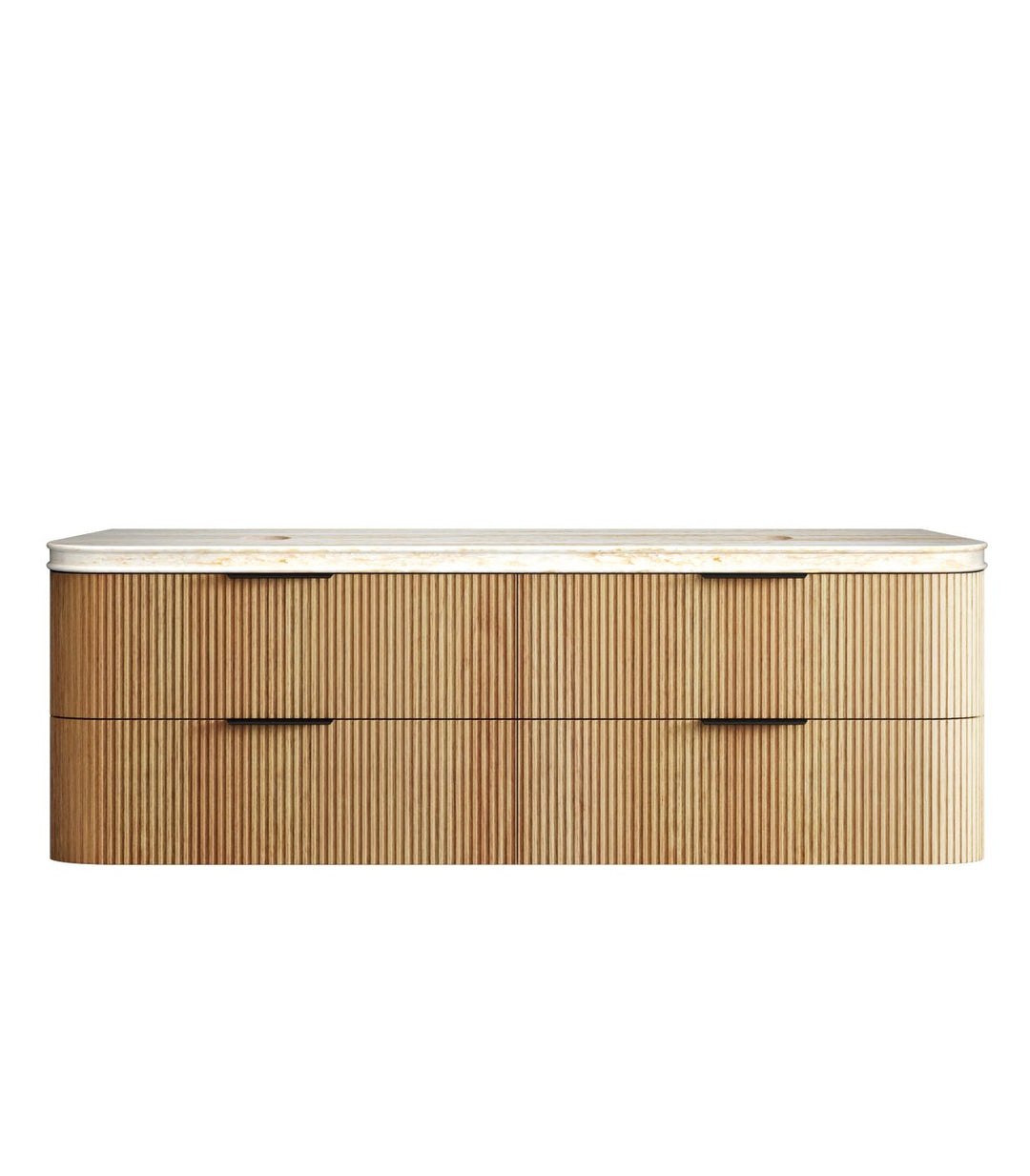 HAVANA Fluted Curved Wall Hung Vanity Woodland Oak (All Sizes)