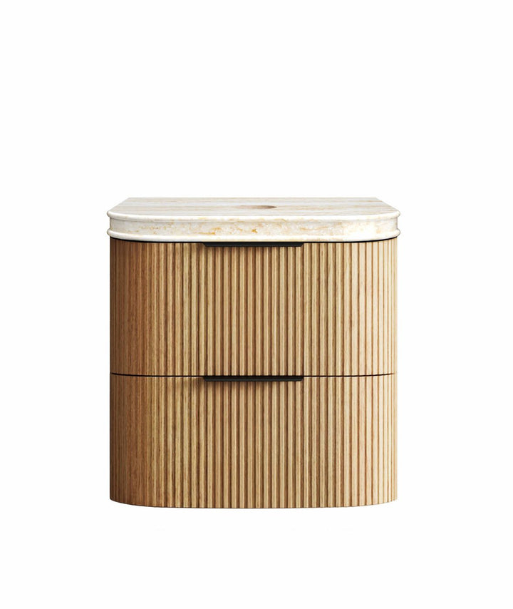 HAVANA Fluted Curved Wall Hung Vanity Woodland Oak (All Sizes)