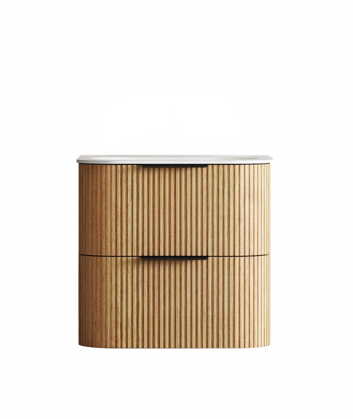 HAVANA Fluted Curved Wall Hung Vanity Woodland Oak (All Sizes)