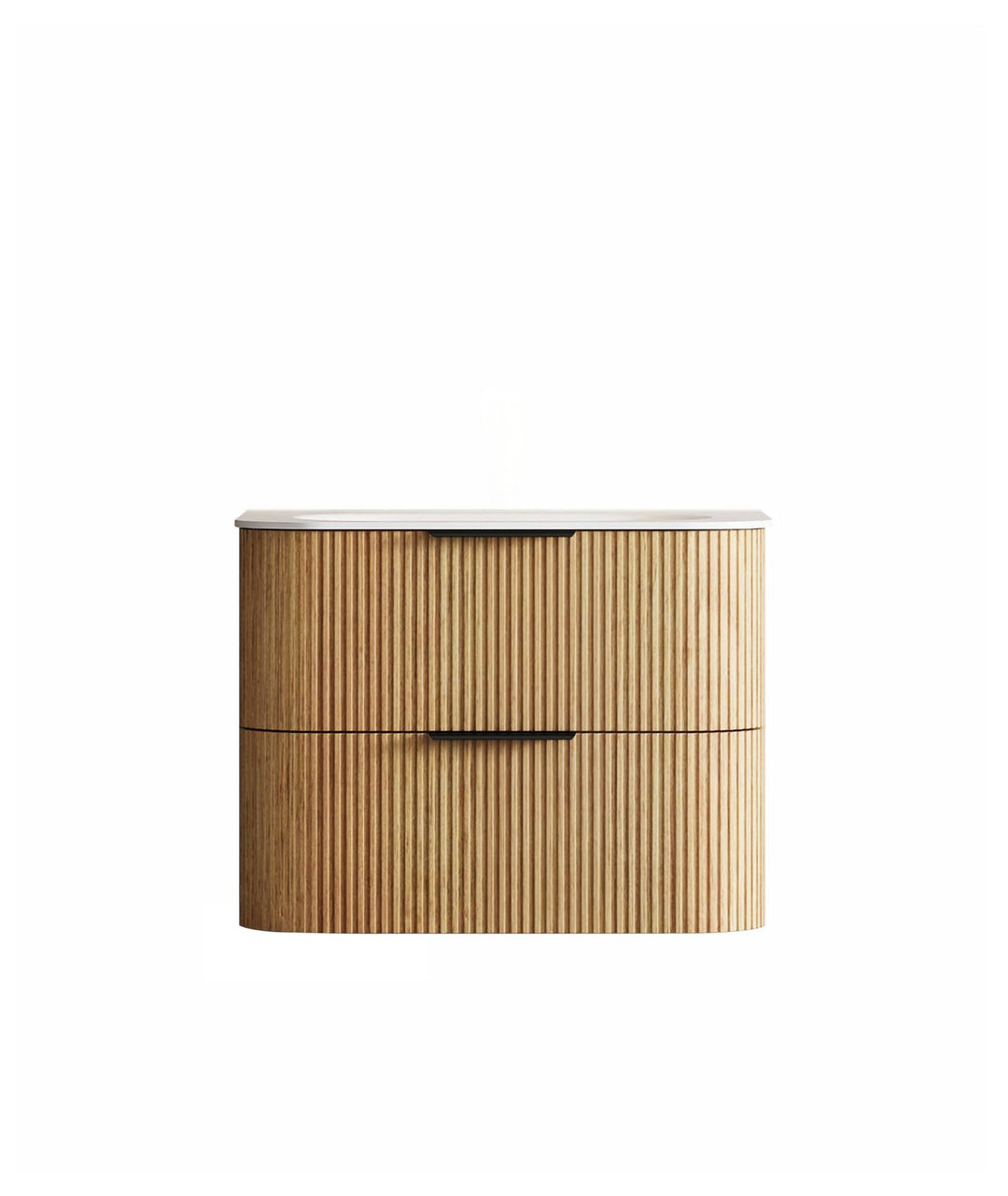 HAVANA Fluted Curved Wall Hung Vanity Woodland Oak (All Sizes)