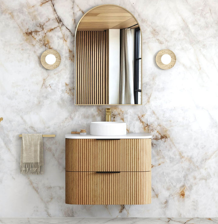 HAVANA Fluted Curved Wall Hung Vanity Woodland Oak (All Sizes)