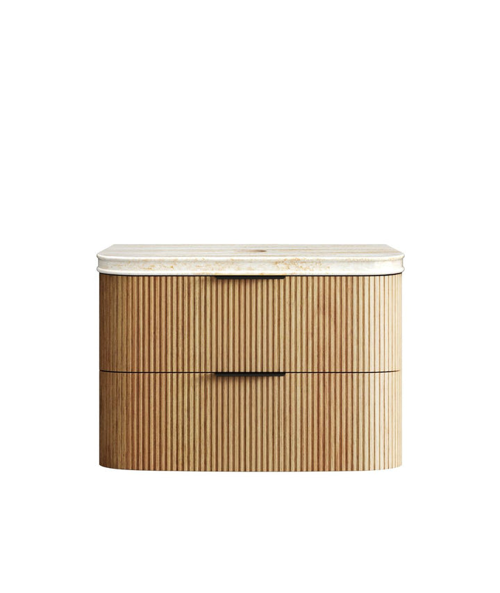 HAVANA Fluted Curved Wall Hung Vanity Woodland Oak (All Sizes)