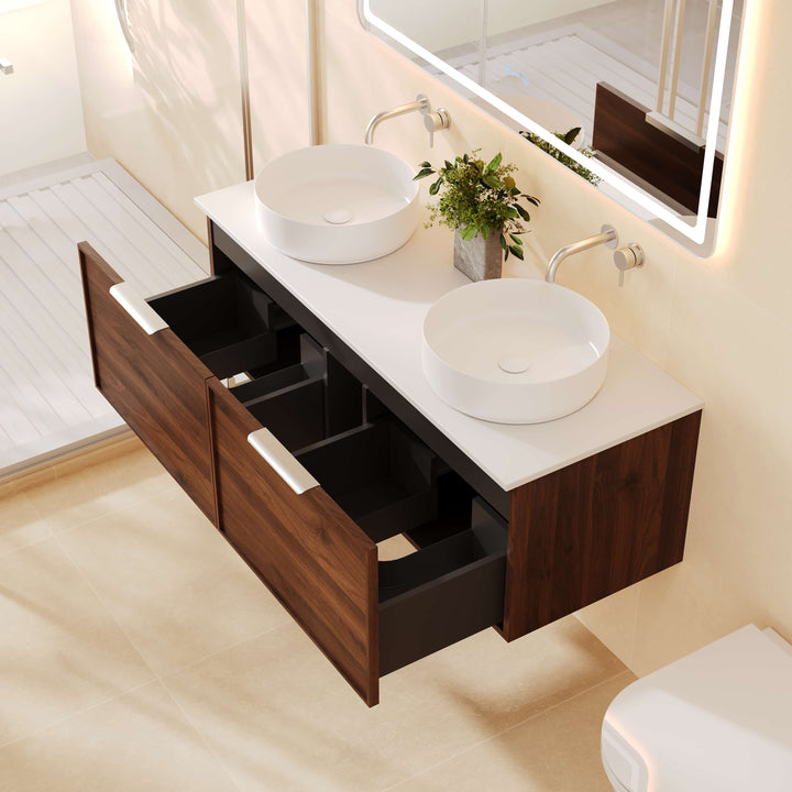 PARIS Wall Hung Vanity Walnut Woodmatt (All Sizes)