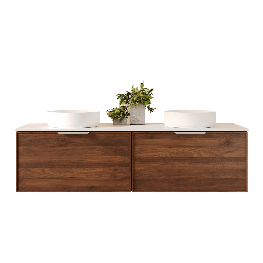 PARIS Wall Hung Vanity Walnut Woodmatt (All Sizes)