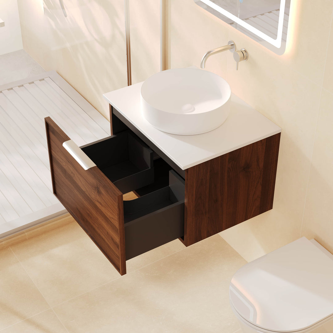 PARIS Wall Hung Vanity Walnut Woodmatt (All Sizes)