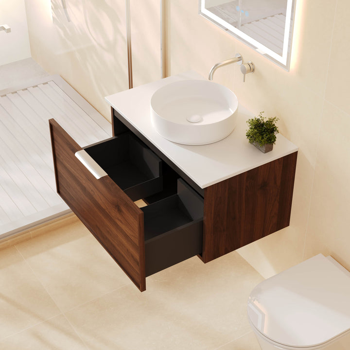 PARIS Wall Hung Vanity Walnut Woodmatt (All Sizes)