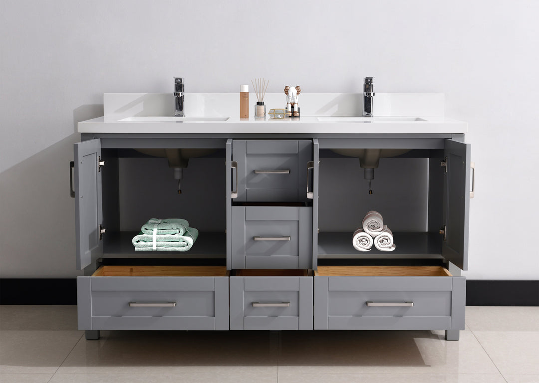 60" Solid Wood Freestanding Bathroom Vanity