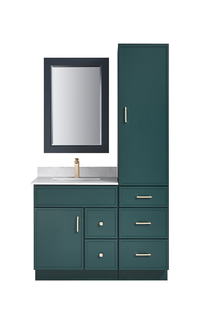 36" Right Side Drawers Solid Wood Freestanding Bathroom Vanity