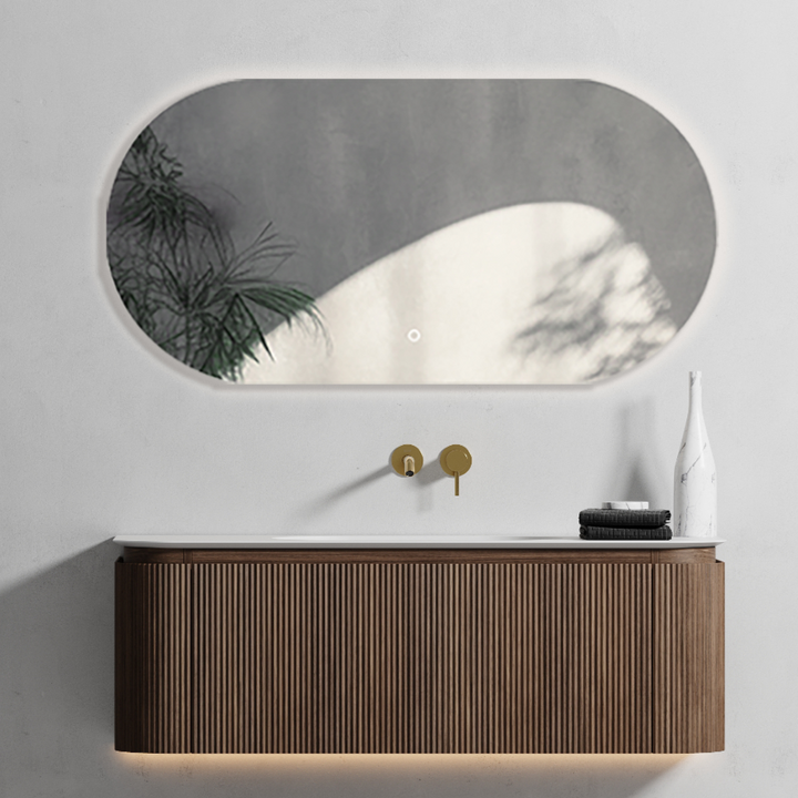 Waverton Groove Curved Wall Hung Vanity Florentine Walnut (All Sizes)