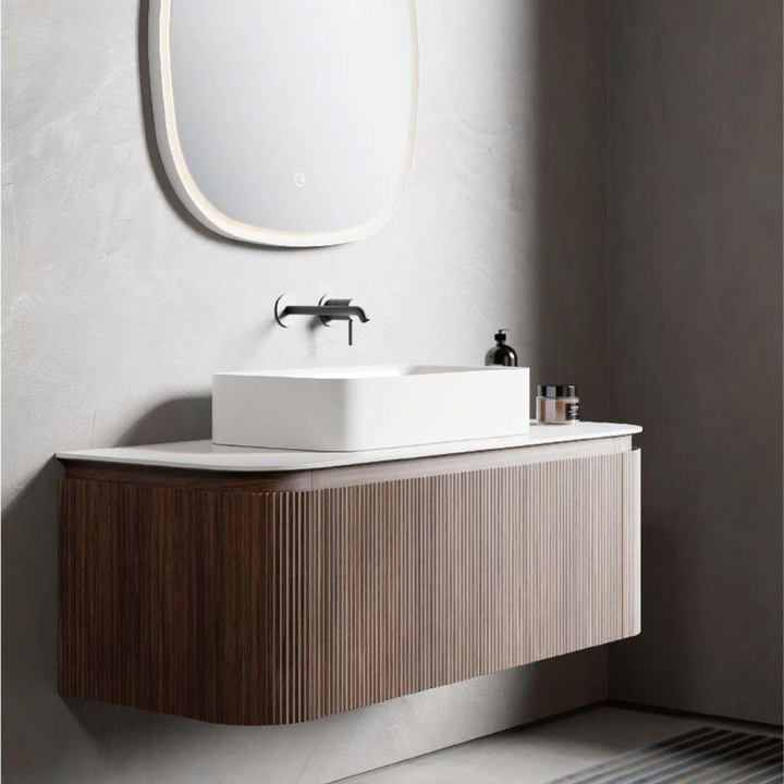 Waverton Groove Curved Wall Hung Vanity Florentine Walnut (All Sizes)