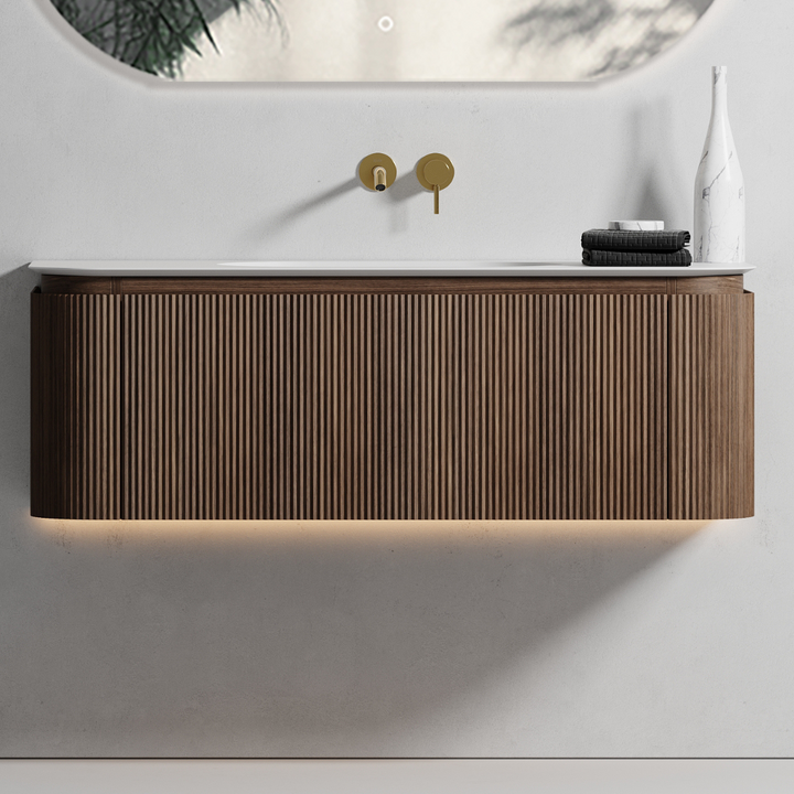 Waverton Groove Curved Wall Hung Vanity Florentine Walnut (All Sizes)