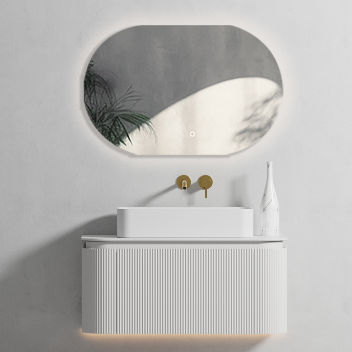 Waverton Curved Wall Hung Vanity Matte White 1200mm