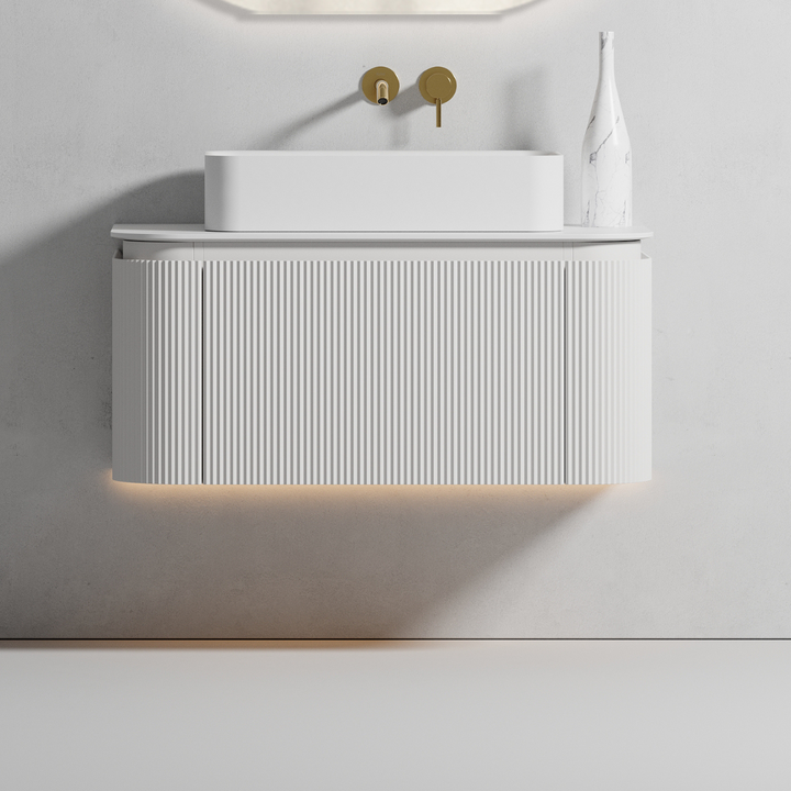 Waverton Curved Wall Hung Vanity Matte White 1200mm