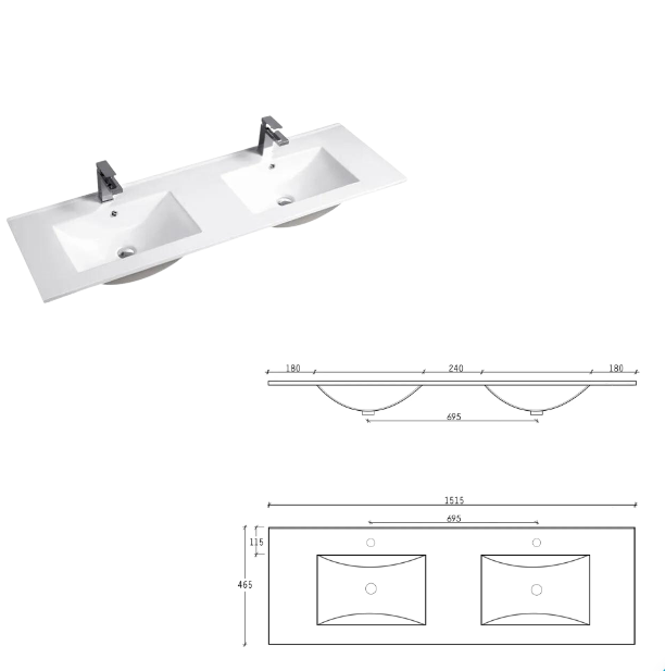 Vanity NOOSA Wall Hung 1500mm Satin White