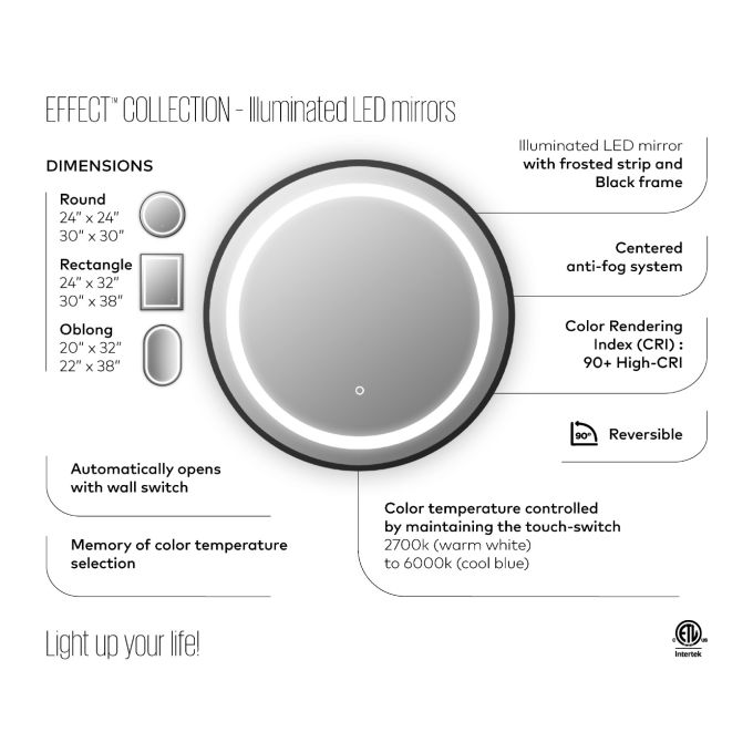 Effect Led-Illuminated Bathroom Mirror - 22”X38”